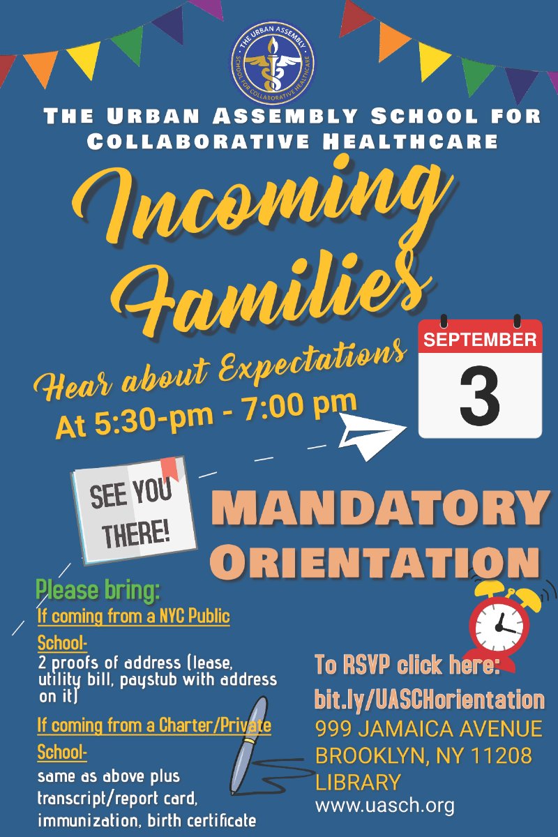 Family Orientation on September 3, 2026 at 5:30 pm